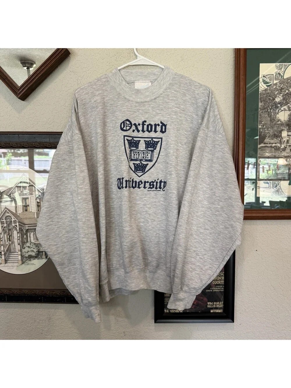 Vintage 80s/90s RARE Oxford University Crest Raglan Cut College Sweatshirt XL